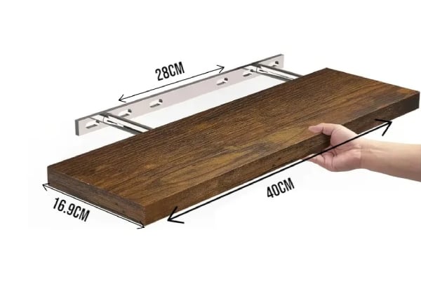 Set of Two Floating Wall Shelves with Metal Bracket - Available in Two Colours — photo 6