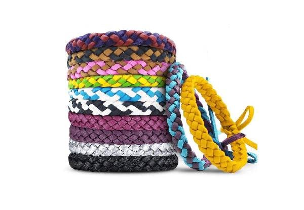 12-Piece PU Leather Mosquito Repellent Bracelet