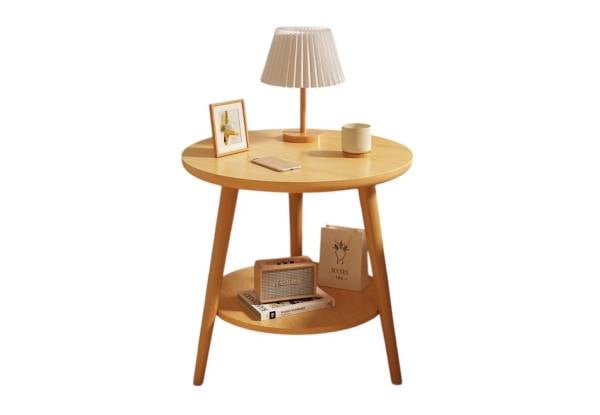 Two-Tier 50cm Round Wooden Side Table — photo 2