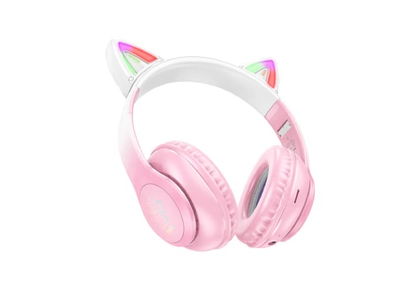 Hoco LED Cat Ear Headphones Pink — photo 3