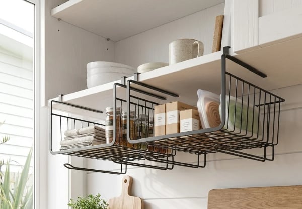Two-Piece Kitchen Under-Shelf Storage Wire Rack Organiser