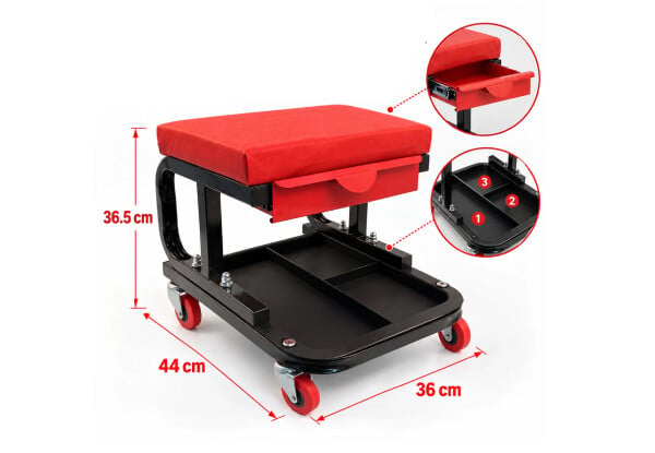 Mechanic Stool with Drawer & Wheels — photo 3