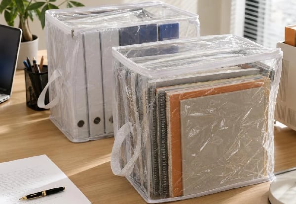 Two Large Clear PVC Office Storage Bags with Reinforced Handles — photo 4