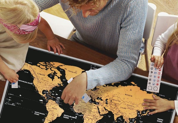 Scratch Off Map of the World Large Deluxe Edition incl. Accessories Set — photo 2