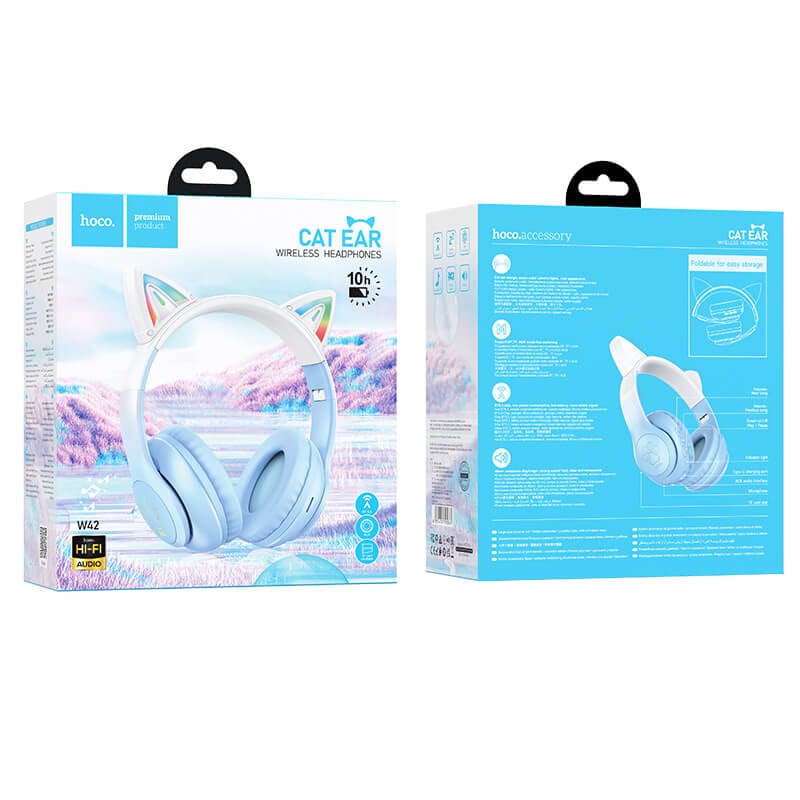 Hoco LED Cat Ear Headphones Blue — photo 2