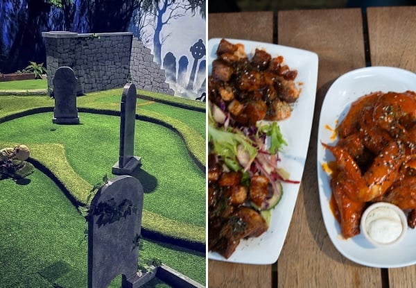 The Witching Hour Mini Golf Experience & Tapas or Entrees at Wild Kiwi Distillery - Options for Two, Four or Six People