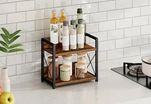 Two-Tier Rustic Industrial Storage Shelf