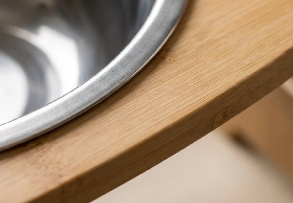 Adjustable Bamboo Raised Double Pet Bowl — photo 4
