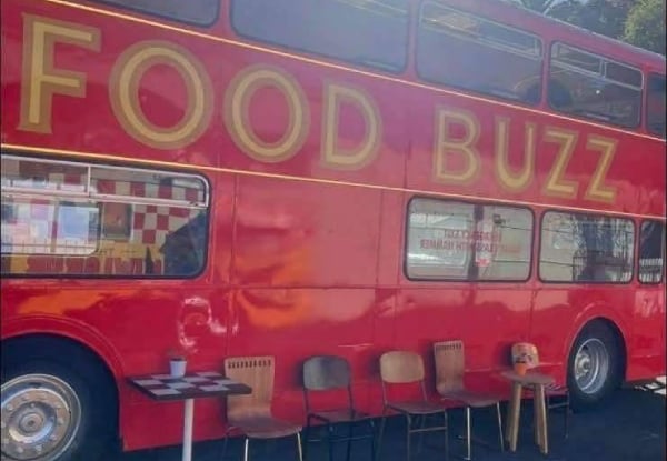 Two Barbecue Bacon Double Decker Burgers with Fries - Dine in a Double-Decker London Bus with The Kiwi Grub Food Truck — photo 2