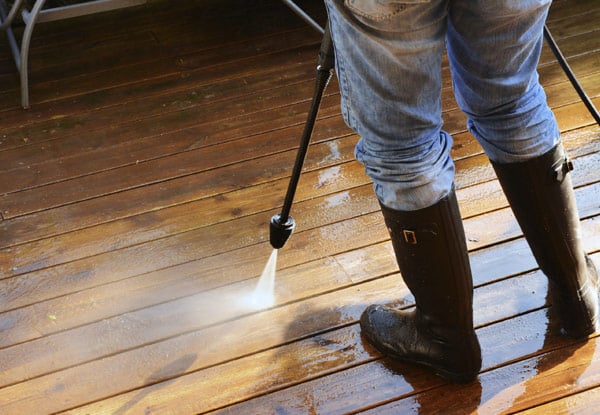 Water Blasting for Pathways, Decks, Patios or Driveways up to 50m2 - Option with Moss & Mould Treatment