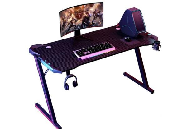 Gaming Z-Shaped Desk with LED Light — photo 2