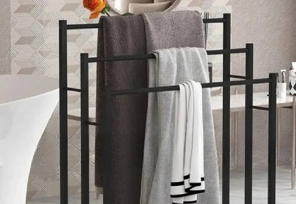 Freestanding Three-Tier Metal Towel Rack — photo 4