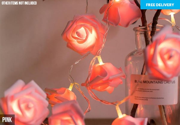 20-LED Rose Fairy Light String - Three Colours Available with Free Delivery