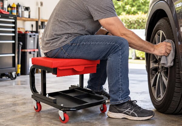 Mechanic Stool with Drawer & Wheels
