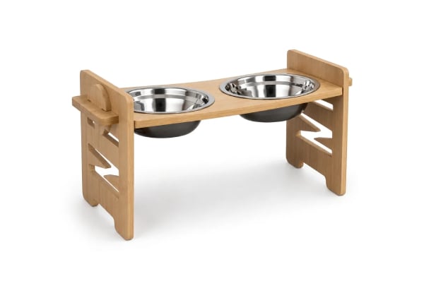 Adjustable Bamboo Raised Double Pet Bowl — photo 2