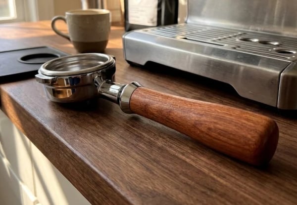58mm Coffee Bottomless Portafilter with Rosewood Handle Compatible with E61 — photo 2