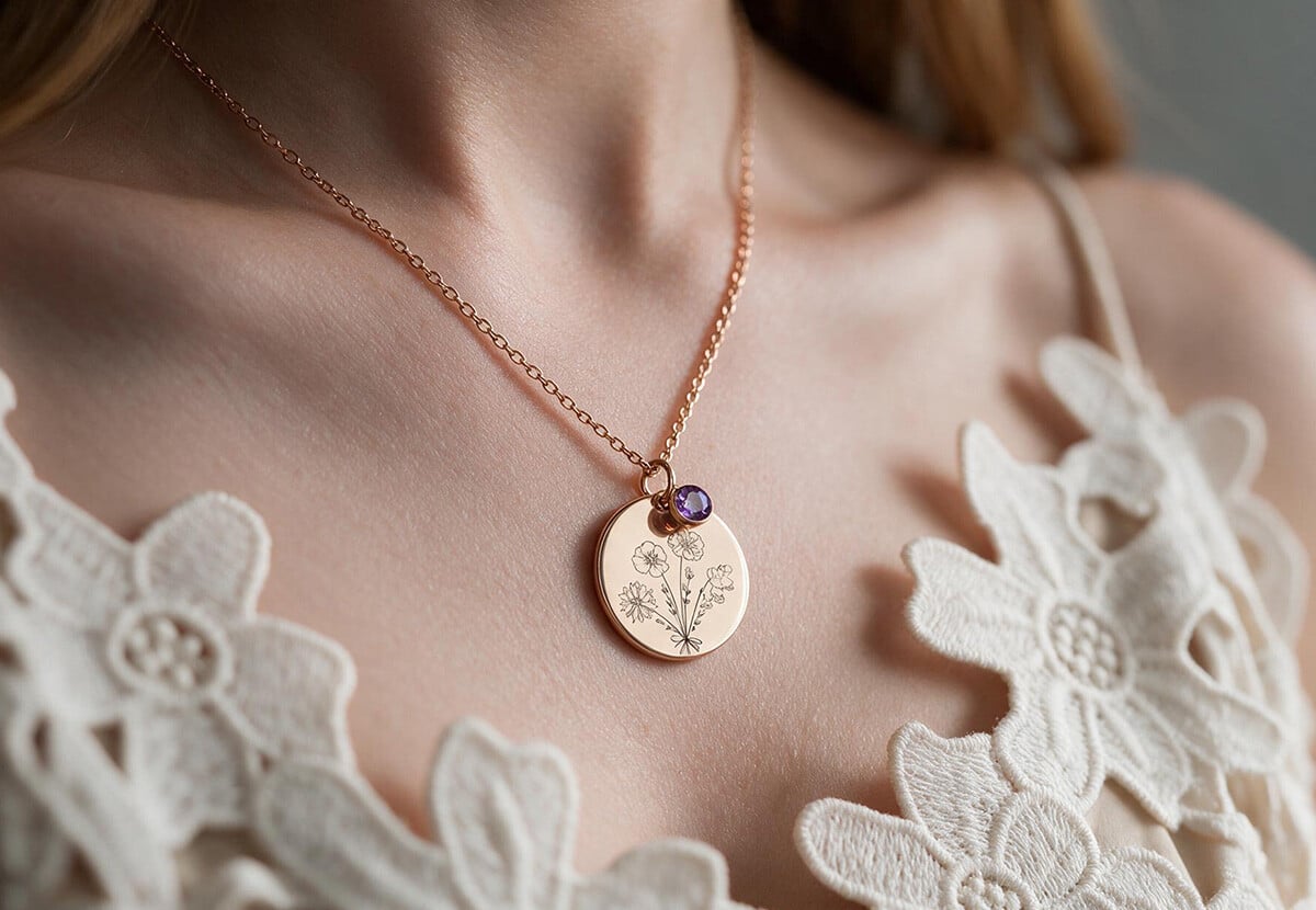 Custom Birth Flower Necklace — photo 4
