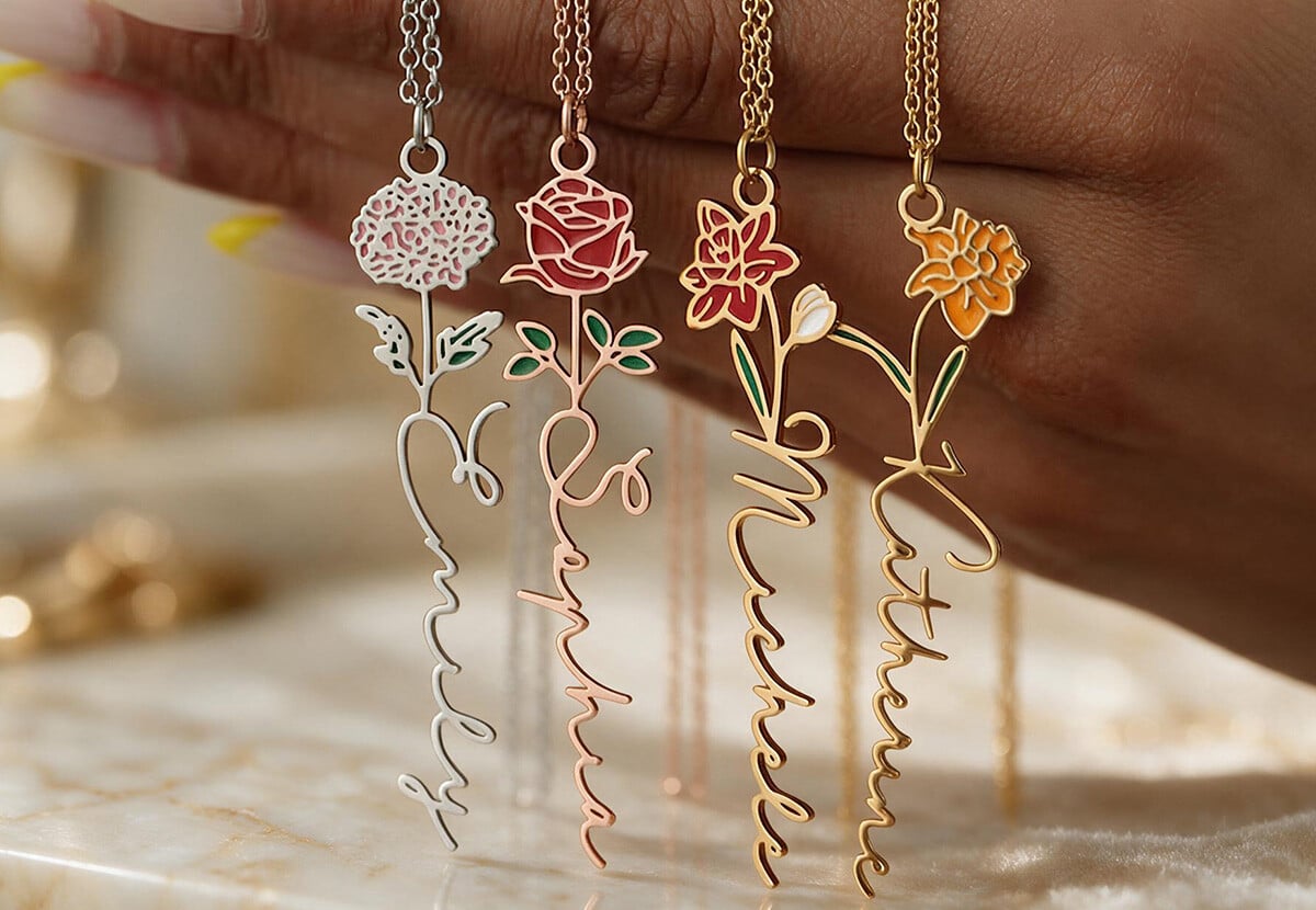 Custom Birth Flower Necklace — photo 8