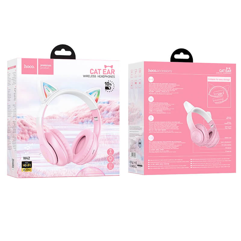Hoco LED Cat Ear Headphones Pink — photo 2