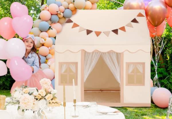 Kids Playhouse Play Tent with Mat & Lights - Three Colours Available