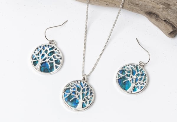 NZ Paua Earring & Pendant Jewellery Set - Five Options Available