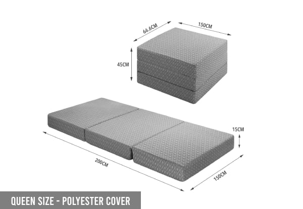 Removable Cover Trifold Foam Mattress - Three Sizes & Five Options Available — photo 9