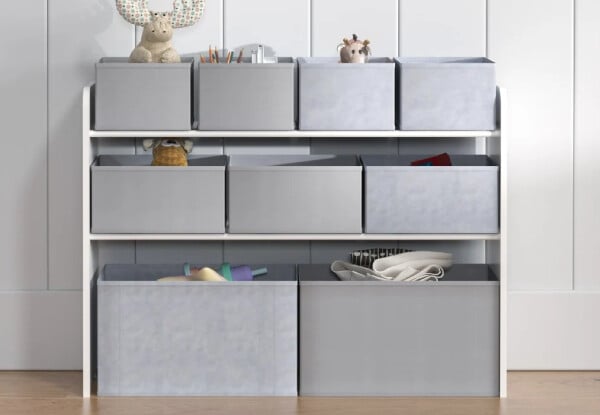 Kids Toy Storage Organiser with Nine Foldable Fabric Bins — photo 2