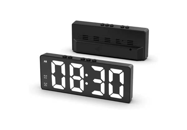 LED Mirror Large Display Desk Clock with Temperature Snooze Dual Alarms - Available in Two Colours — photo 2
