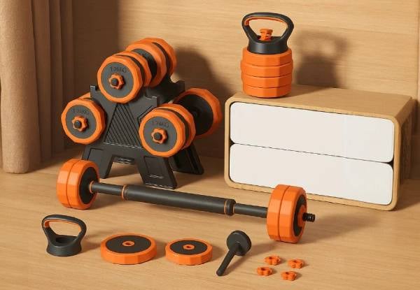 Adjustable Dumbbell Set with Connecting Rod & Kettlebell Handle - Option for 10kg, 15kg, 20kg or 30kg — photo 2