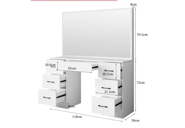 Vanity Dressing Table Set with Mirror & Drawers - Three Colours Available — photo 9
