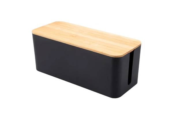 Cable Management Box with Bamboo Lid - Available in Two Sizes