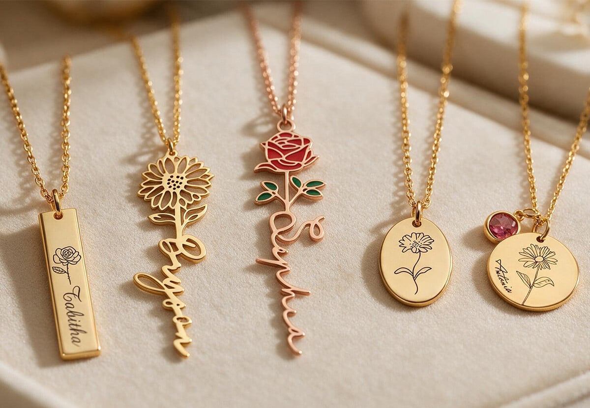 Custom Birth Flower Necklace