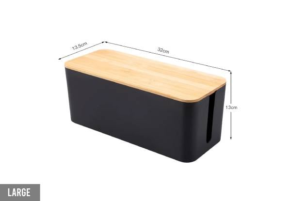 Cable Management Box with Bamboo Lid - Available in Two Sizes — photo 2