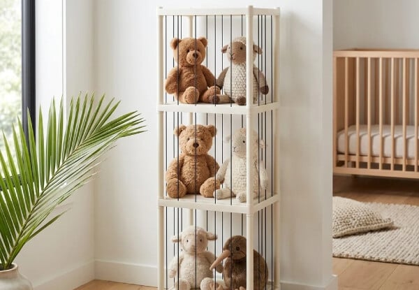 Three-Tier Plush Toy Storage Rack with Wheels