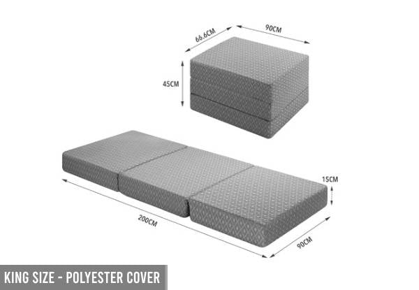 Removable Cover Trifold Foam Mattress - Three Sizes & Five Options Available — photo 2